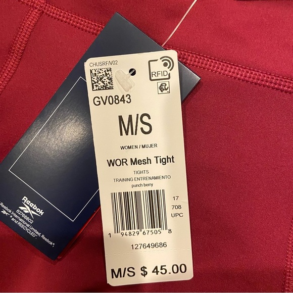 NWT!! Reebok Women's Workout Ready Mesh Leggings in color: punch berry - size M - Picture 6 of 8